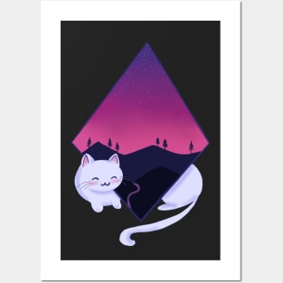 Diamond Sunset Cat Posters and Art